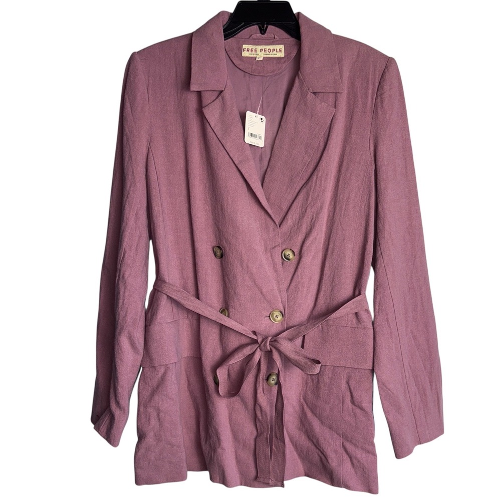 Freeโ People Womens Small Purple Linen Blend Jacket NWT